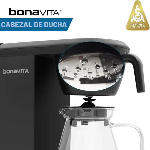 Vista 3 de Bonavita Enthusiast Cafetera de goteo de 8 tazas, para verter, máquina de café certificada SCA con jarra de vidrio, panel de acero inoxidable Negro