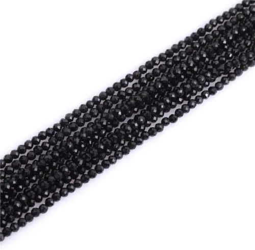 Vista 7 de JOE FOREMAN Cuentas de turmalina negra para hacer joyas, piedras preciosas naturales, semipreciosas, 0.079 in, redondas, facetadas de 15 pulgadas