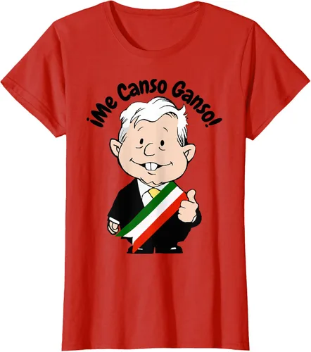 Vista 70 de AMLO Amlito Me Canso Ganso - Camiseta con diseño de dibujos animados mexicanos Gris Oscuro