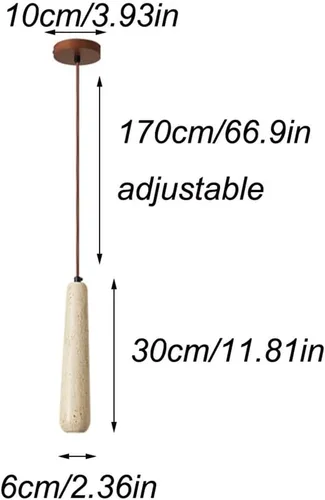 Vista 3 de Modern Long Strip Shape Pendant Lights, Nordic Yellow Travertine Shade Ceiling Hanging Lighting, 2 Pack Bedroom Bedside Chandelier for Dining Living
