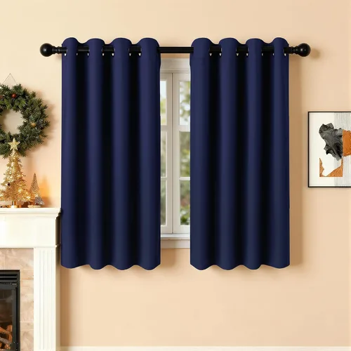 Vista 101 de Cortinas de oscurecimiento de habitación de 45 pulgadas de largo para dormitorio y sala de estar, cortinas térmicas aislantes con ojales