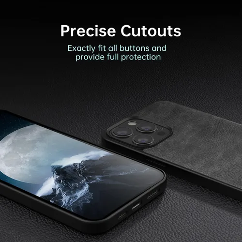 Vista 6 de Compatible con iPhone 13 Pro Max, funda delgada de piel sintética vintage a prueba de golpes, ligera, de poliuretano termoplástico suave, carcasa