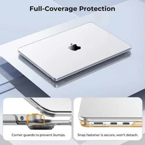 Vista 3 de EooCoo Funda para MacBook Air de 13 pulgadas M5 M4 M3 M2 2026-2022 Cristal transparente