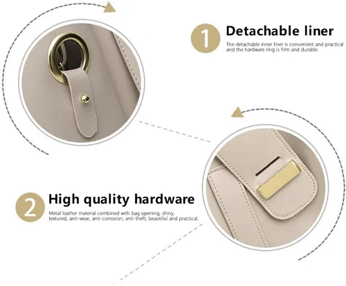 Vista 5 de Juego de 3 bolsas de mano y cartera para mujer, bolsos de hombro, bolsos de mano, bolsos con flecos