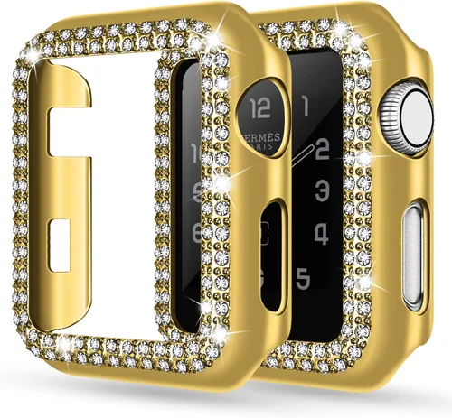 Vista 20 de Adepoy - Funda Compatible para Apple Watch de 1.496 Pulgadas Serie 3/2/1, con Brillantes, Funda Protectora con Marco de Pantalla para Mujer, Niña
