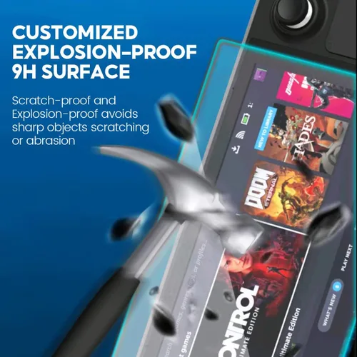 Vista 5 de BELIEFLUO Protector de pantalla de cubierta de vapor, protector de vidrio templado transparente HD compatible con Steam Deck de 7 pulgadas 2022.