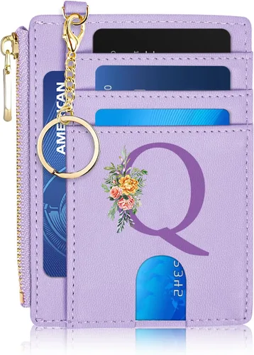 Vista 44 de Tarjetero para mujer minimalista y delgado con bolsillo frontal, bloqueo RFID, cartera compacta con ventana para identificación y bolsillo