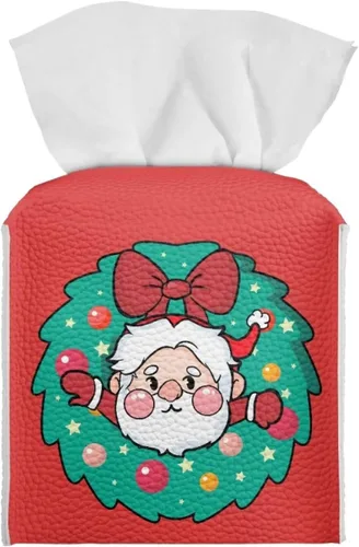 Vista 32 de Lindas decoraciones de ajolote con estampado de animales, caja de pañuelos de cuero, soporte de Navidad, organizador de papel de seda impermeable