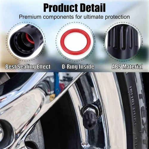 Vista 3 de 50PCS TPMS Tire Valve Long Stem Caps, Black Plastic Valve Caps Universal