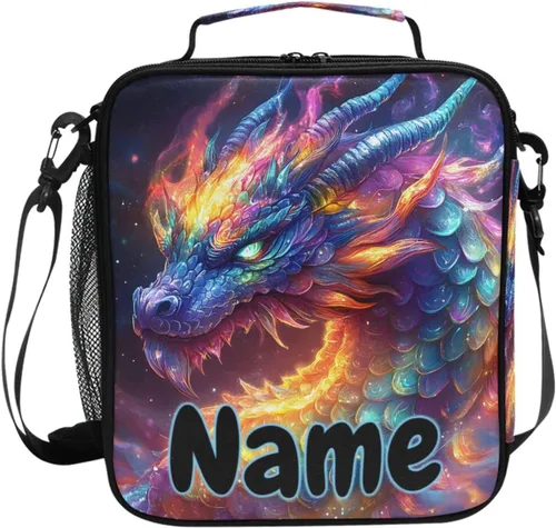 Vista 40 de Lonchera con patrón de cuadros blancos y negros, bolsa de almuerzo aislada, bolsa de preparación para niños, correa de hombro congelable a001