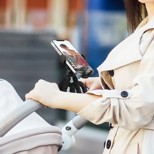 Vista 2 de Soporte para teléfono para cochecito de bebé, soporte para teléfono para carrito de compras, carrito de golf, carrito de empuje, abrazadera portátil
