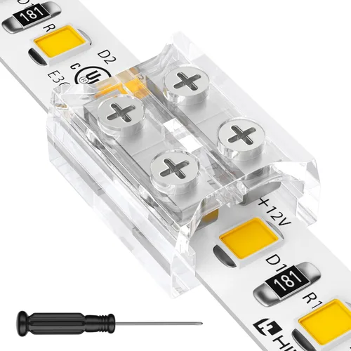 Vista 8 de HitLights Paquete de 12 Conectores LED de 2 Pines de 8mm Sin Soldadura Conector de Cinta de Luz LED Transparente Conectores de Tira de Luz LED