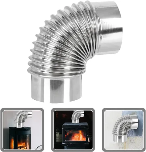 Vista 8 de ARTIBETTER Tubo de estufa de leña, estufa de calefacción de 2.8 in, codo de chimenea de escape, accesorios para estufa de campamento, mangueras