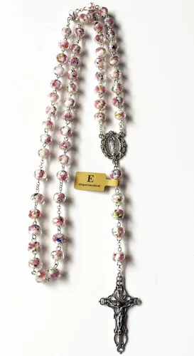 Vista 3 de elegantmedical Collar católico hecho a mano con cuentas de Veluriyam ROSA GUADALUPE ROSARIO Y CRUZ DE ITALIA, Vidrio