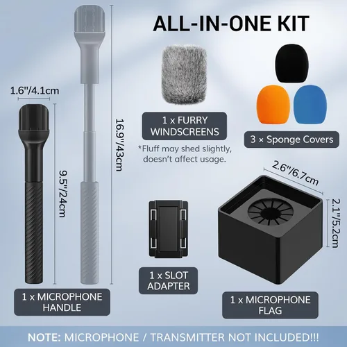 Vista 4 de TONOR Mango de micrófono inalámbrico compatible con DJI, RODE, Hollyland, soporte de micrófono de longitud ajustable para todos los micrófonos
