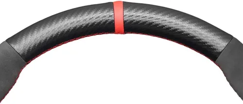 Vista 2 de Cubierta de volante de cuero genuino negro cosido PU fibra de carbono para Mercedes Benz AMG CLA CLS GLC GLE GLB S E W177 C190 R190 W205 C118 C257