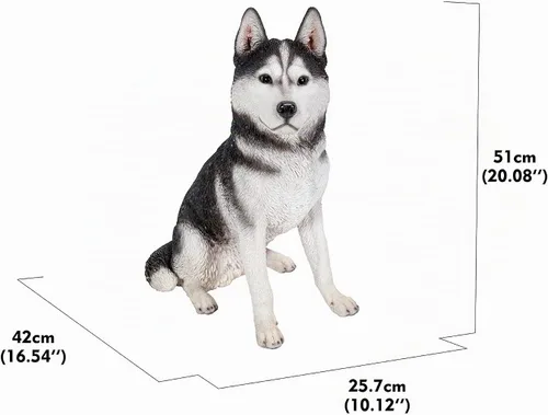 Vista 11 de HI-LINE Gift Ltd. - Husky siberiano grande en blanco y negro sentado