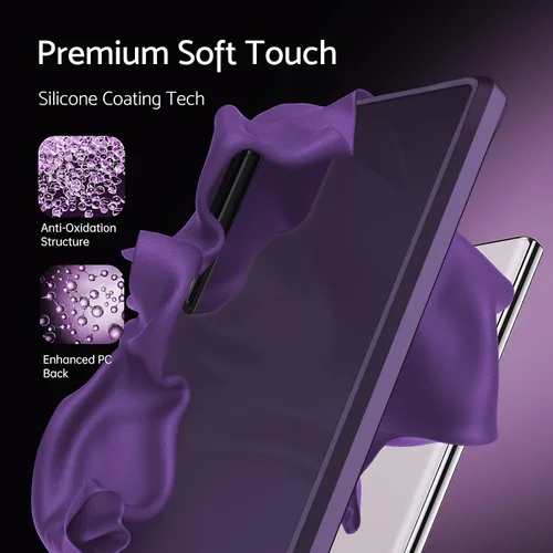 Vista 2 de Funda translúcida mate para Galaxy S23 Ultra - Antihuellas, a prueba de golpes, silicona delgada y PC dura, 6.8" 2023, morado