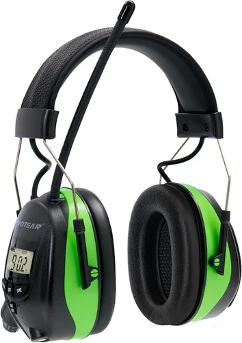 Vista 12 de Cascos protectores de oídos PROTEAR con radio AM/FM, auriculares con reducción de ruido de 25dB, orejeras de seguridad con pantalla digital Negro