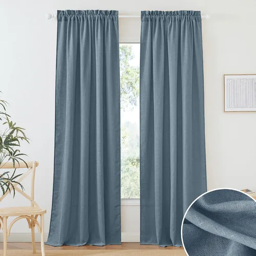 Vista 109 de RYB HOME - Cortinas de lino texturizado semitranslúcidas, privacidad media, filtro de luz, decoración de ventana para dormitorio/baño/sala de estar