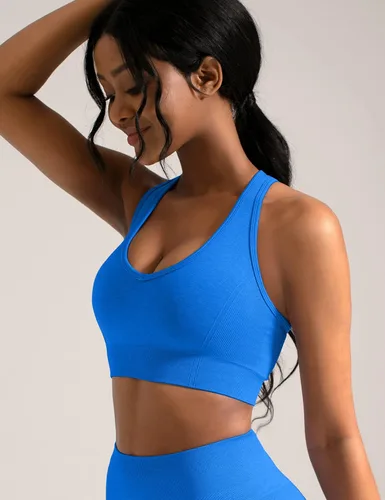 Vista 3 de CELER Sujetadores deportivos para mujer, espalda cruzada, química, sin costuras, entrenamiento, yoga, gimnasio, fitness, con almohadillas extraíbles