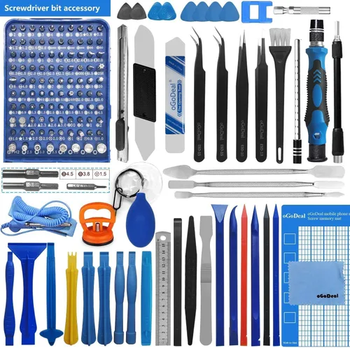 Vista 8 de oGoDeal Juego de destornilladores de precisión 155 en 1, kit profesional de herramientas de reparación electrónica para computadora, gafas, iPhone