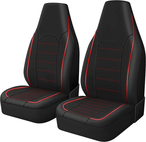 Vista 2 de TOYOUN fundas clásicas universales de cuero sintético para asiento delantero de automóvil, fundas de asiento tipo cubo de respaldo alto - Se adaptan