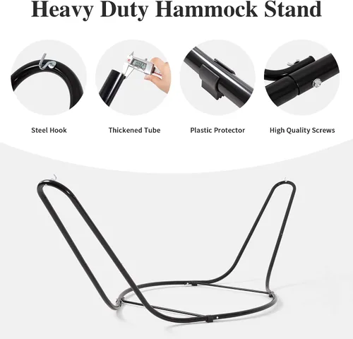 Vista 5 de SUNCREAT Hamacas Hamaca Portátil para Exteriores con Soporte, Capacidad de 475 libras, Hamaca Doble Resistente con Soporte Incluido, Patente