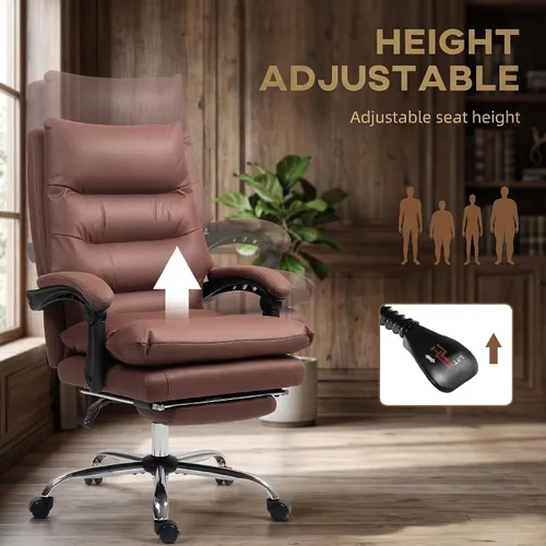 Vista 5 de Vinsetto - Silla de oficina de masaje ejecutivo de microfibra, silla de escritorio para computadora, silla reclinable climatizada con reposapiés