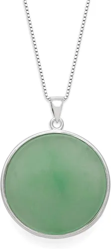 Vista 3 de Collar de Buda de jade verde natural de plata de ley, 18.0in