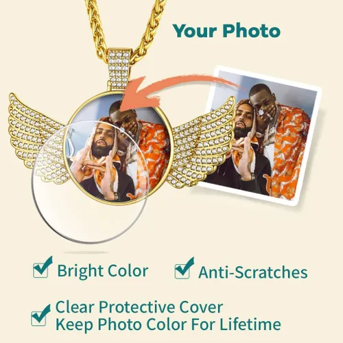 Vista 4 de Supcare - Collar con foto o etiqueta de perro para hombres, colgante de foto conmemorativo personalizado para mujeres y hombres