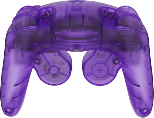 Vista 6 de eXtremeRate Placa trasera transparente color morado atómico para Nintendo GameCube, carcasa de repuesto personalizada con botones para controlador