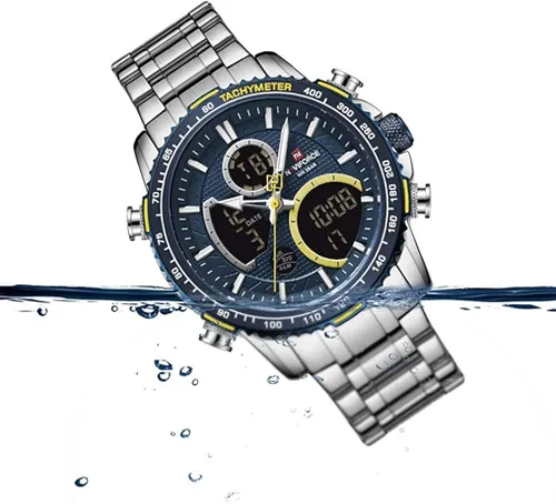 Vista 3 de NAVIFORCE Reloj analógico digital para hombre cronógrafo resistente al agua deportivo relojes de cuarzo de negocios moda de acero inoxidable Militar