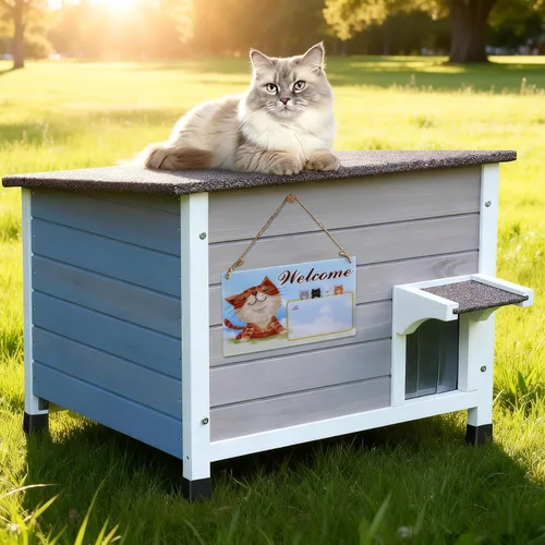 Vista 8 de Rockever Casa aislada para gatos, 100% aislada, para exteriores, para invierno, exteriores, para gatos salvajes, resistente a la intemperie, diseño