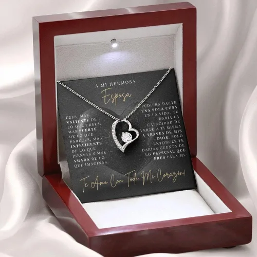 Vista 2 de LEXPO Para Mi Hermosa Esposa - Collar de regalo personalizado para Esposa, Novia, Pareja, Amor, Aniversario, Cumpleaños, Celebración - FL213P
