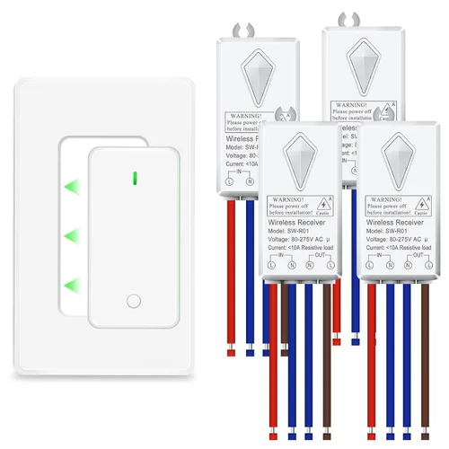Vista 102 de NineLeaf Interruptor de salida remoto inalámbrico, interruptor de lámpara remoto, interruptor decorativo de enchufe de luz de encendido y apagado