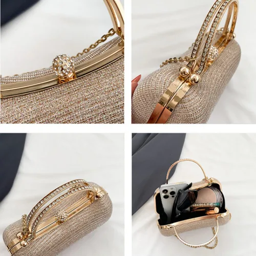 Vista 7 de Bolso de mano de noche para mujer, bolsos formales brillantes de noche, bolso de mano para boda, cóctel, graduación, fiesta, bolsa de noche