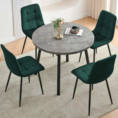 Vista 18 de Homedot Juego de mesa de comedor para 2, mesa de cocina de 3 piezas, juego de sillas de comedor redondas y negras para espacios pequeños, juego