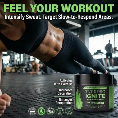 Vista 11 de TNT Pro Ignite - Crema para sudar - Gel caliente preentrenamiento para reafirmar y apretar