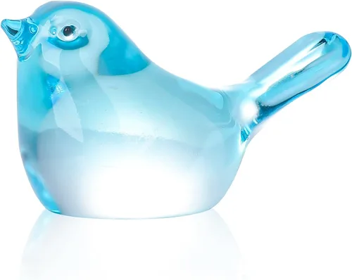 Vista 8 de YWHL Figuras de pájaros azules de cristal hechas a mano, regalos de animales para amantes de los pájaros, mujeres y hombres, pájaros de cristal