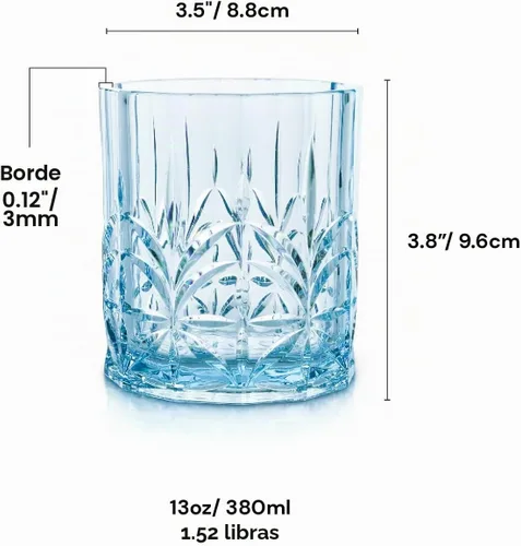 Vista 7 de BELLAFORTE - Vaso corto irrompible de plástico Tritan, juego de 4, 13 oz - Vasos de bebida de corte de cristal irrompibles Myrtle Beach al