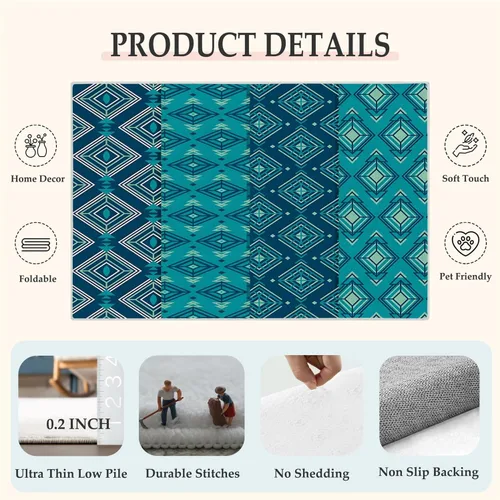 Vista 5 de Aztec 2x3 Area Rugs for Living Room Washable Non Slip - Rustic Carpet Low Pile Soft - Abstract Rug for Bedroom Dining Room Kitchen Entryway Indoor