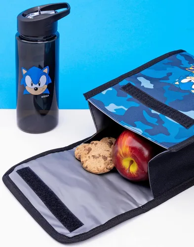 Vista 4 de Sonic The Hedgehog Mochila para niños Estuche escolar de camuflaje azul marino para niños, botella de agua Mercancía del juego, Azul, Mochilas