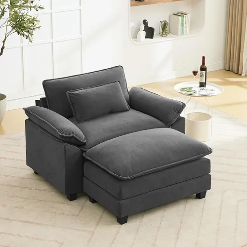 Vista 42 de Oprisen Sofá Seccional Modular, Cómodo Cloud Couch Sofá Seccional, Sofá Cama de Chenilla con Asiento Profundo con Almohadas Decorativas para Sala