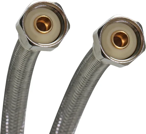 Vista 5 de Fluidmaster Conector de grifo B4F24U con adaptadores de tamaño, acero inoxidable trenzado - compresión 3/8, compresión 7/16, compresión 1/2 o rosca