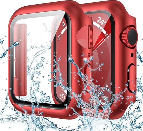Vista 19 de Goton - Funda impermeable para Apple Watch 38 mm Series 3 2 1, protector de pantalla de vidrio templado, protección completa de policarbonato duro