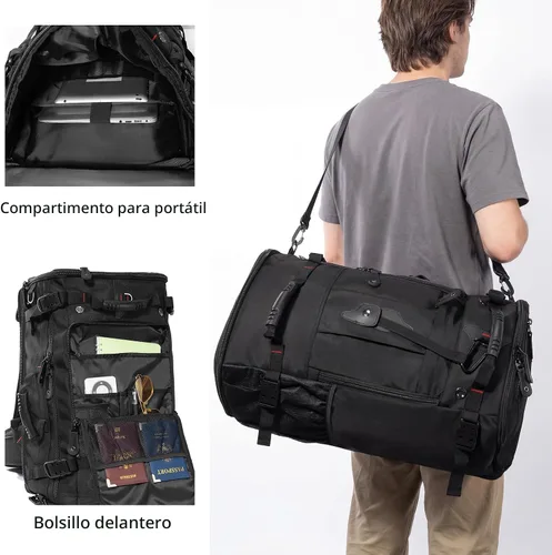Vista 9 de YOUMIAN Mochila de gran capacidad para viajes, senderismo, deportes, bolsa de lona convertible duradera para portátil y avión