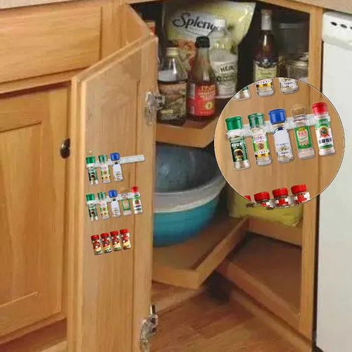 Vista 5 de Paquete de 4 pinzas de 20 clips para especias montado en la pared, estante organizador, soporte para almacenamiento de tarros de condimentos, clip