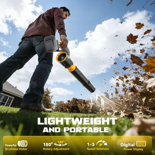 Vista 7 de Soplador eléctrico de hojas compatible con batería Dewalt de 20 V (no incluida), soplador de hojas inalámbrico giratorio de 180°, 3 velocidades