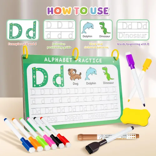 Vista 5 de Fabeto Actividades de aprendizaje preescolar Libro de trabajo educativo: Libro de seguimiento de práctica de escritura a mano de prek - Juguetes